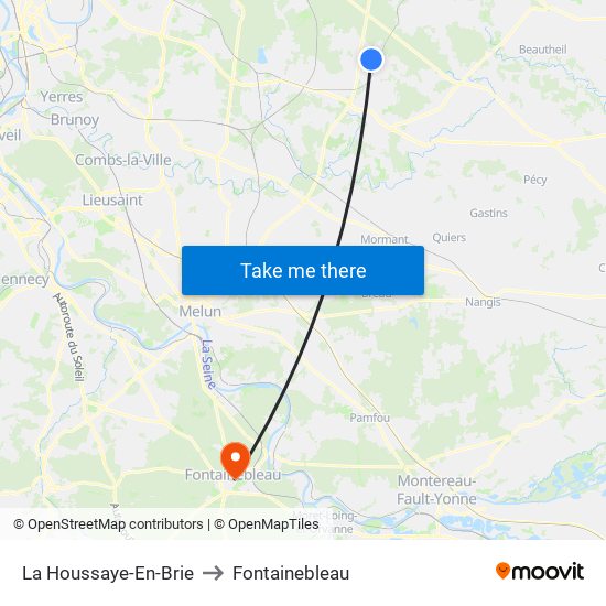 La Houssaye-En-Brie to Fontainebleau map