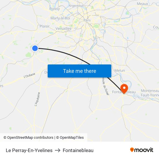 Le Perray-En-Yvelines to Fontainebleau map