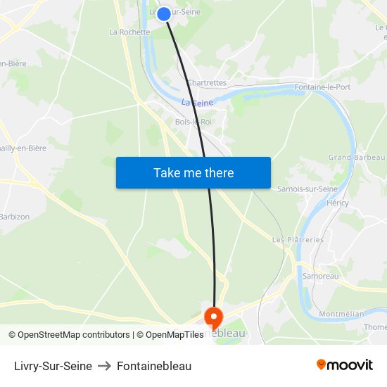Livry-Sur-Seine to Fontainebleau map