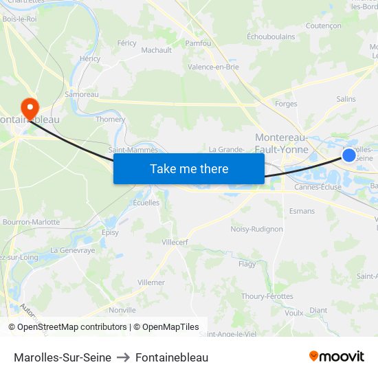 Marolles-Sur-Seine to Fontainebleau map