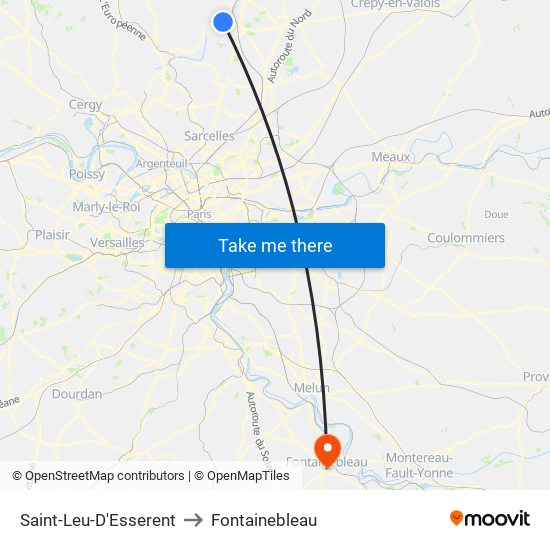 Saint-Leu-D'Esserent to Fontainebleau map