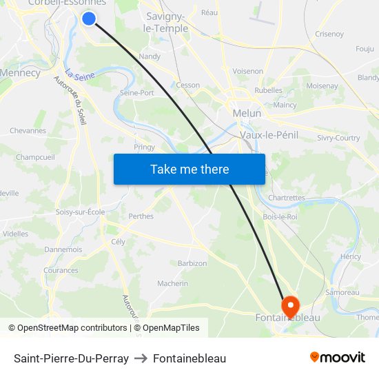 Saint-Pierre-Du-Perray to Fontainebleau map