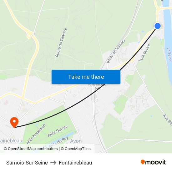 Samois-Sur-Seine to Fontainebleau map
