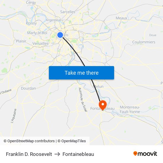 Franklin D. Roosevelt to Fontainebleau map