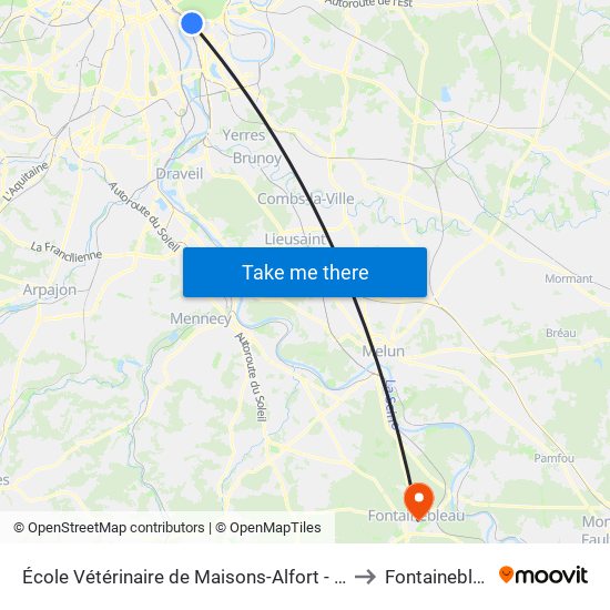 École Vétérinaire de Maisons-Alfort - Métro to Fontainebleau map