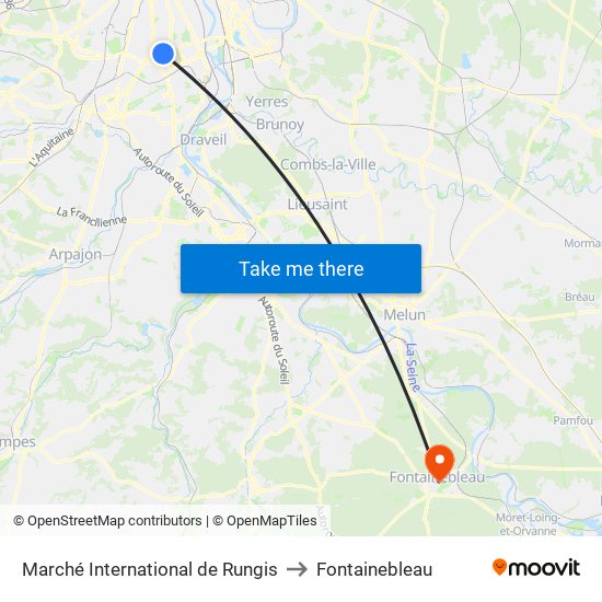 Marché International de Rungis to Fontainebleau map