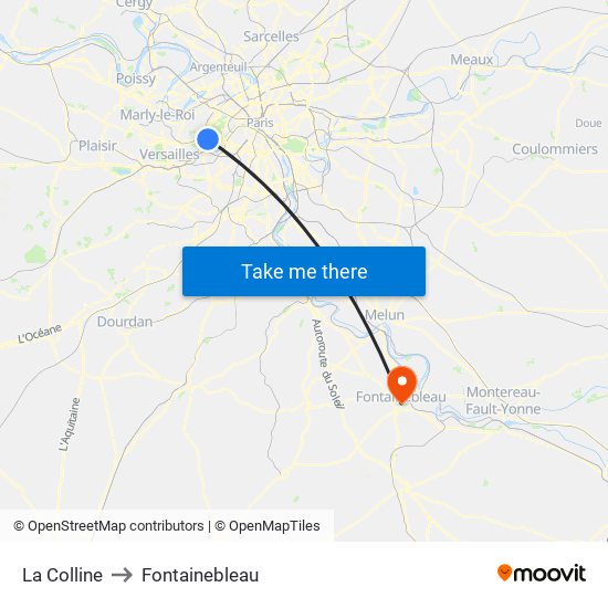 La Colline to Fontainebleau map