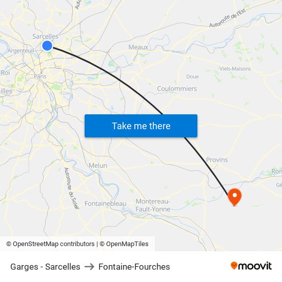 Garges - Sarcelles to Fontaine-Fourches map