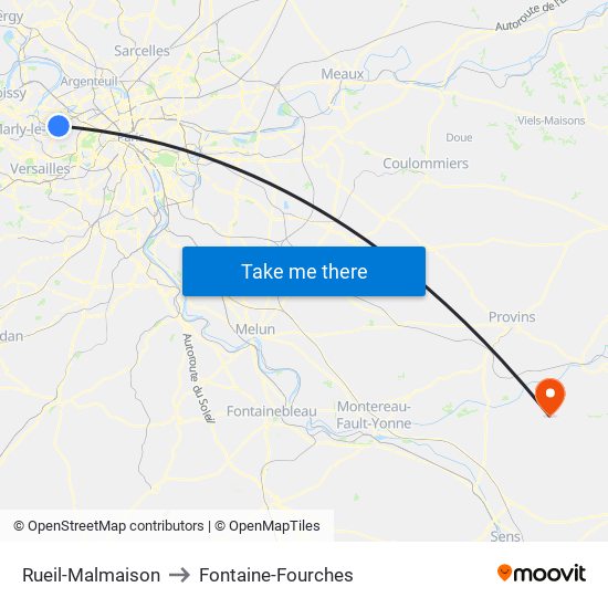 Rueil-Malmaison to Fontaine-Fourches map