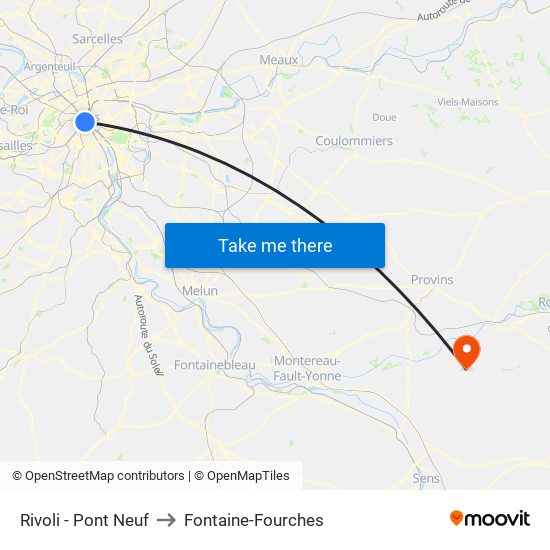 Rivoli - Pont Neuf to Fontaine-Fourches map