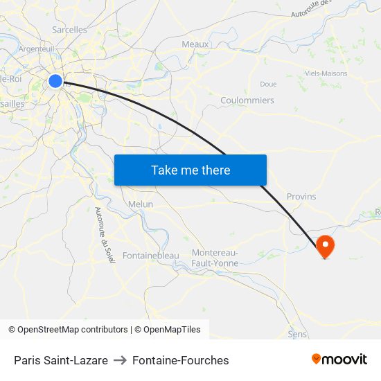Paris Saint-Lazare to Fontaine-Fourches map