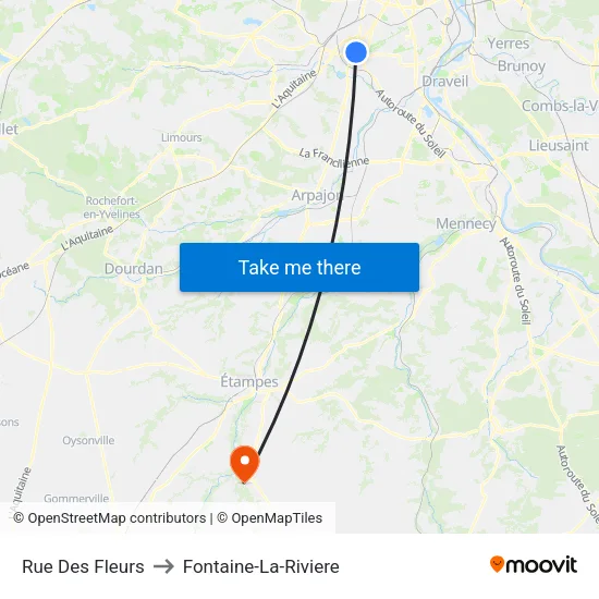Rue Des Fleurs to Fontaine-La-Riviere map
