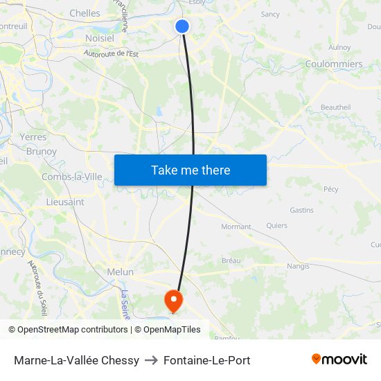 Marne-La-Vallée Chessy to Fontaine-Le-Port map