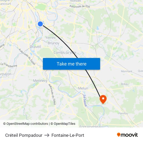 Créteil Pompadour to Fontaine-Le-Port map