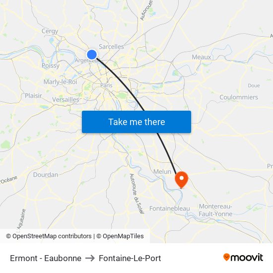 Ermont - Eaubonne to Fontaine-Le-Port map