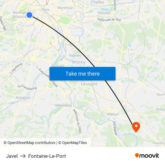 Javel to Fontaine-Le-Port map