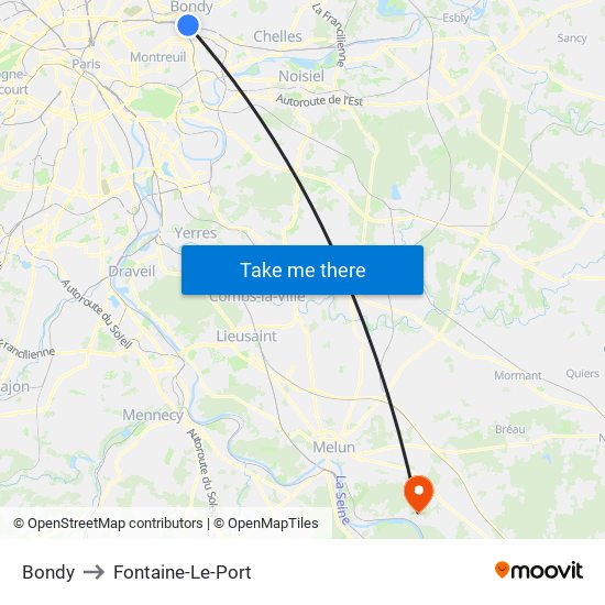 Bondy to Fontaine-Le-Port map