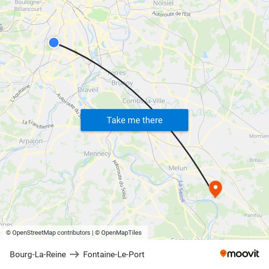 Bourg-La-Reine to Fontaine-Le-Port map