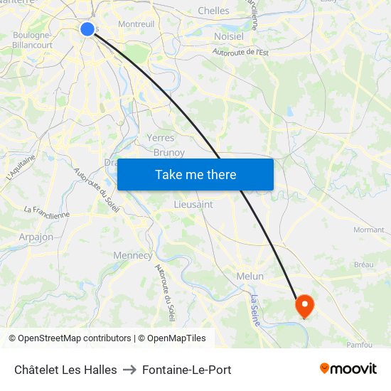 Châtelet Les Halles to Fontaine-Le-Port map