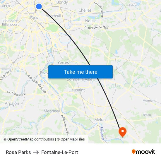 Rosa Parks to Fontaine-Le-Port map