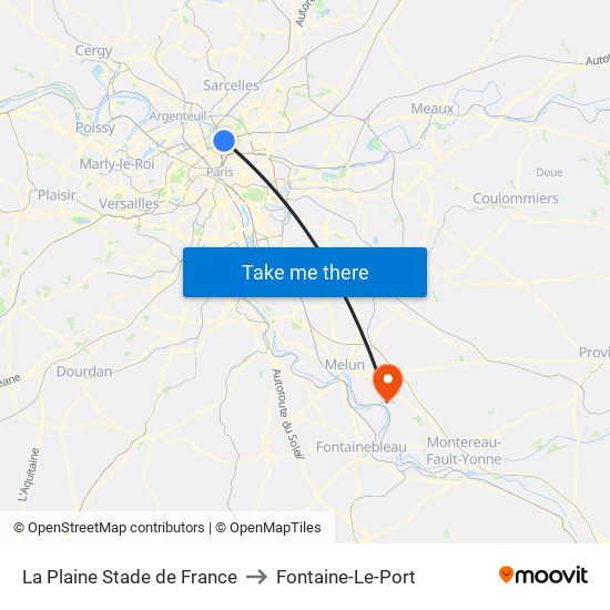 La Plaine Stade de France to Fontaine-Le-Port map