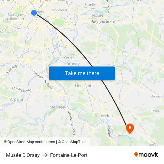 Musée D'Orsay to Fontaine-Le-Port map