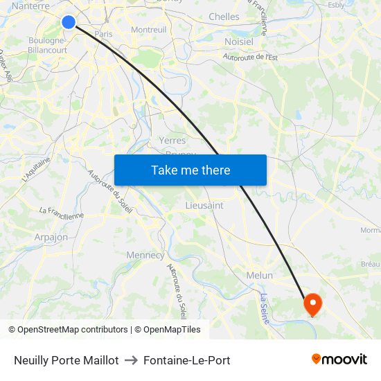 Neuilly Porte Maillot to Fontaine-Le-Port map