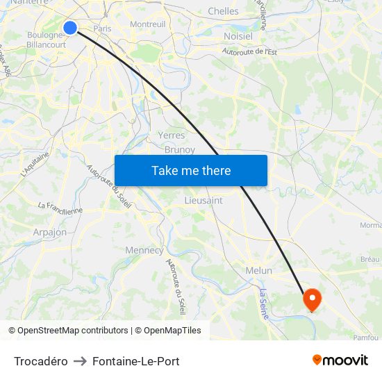 Trocadéro to Fontaine-Le-Port map