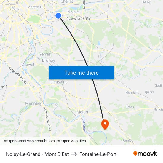 Noisy-Le-Grand - Mont D'Est to Fontaine-Le-Port map