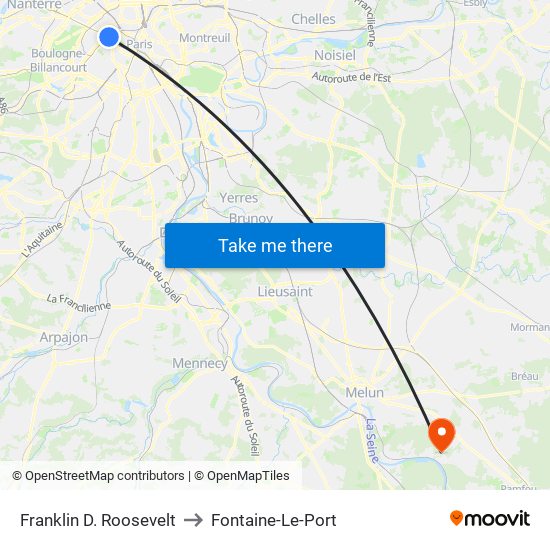 Franklin D. Roosevelt to Fontaine-Le-Port map