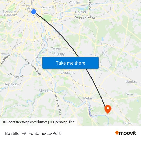 Bastille to Fontaine-Le-Port map