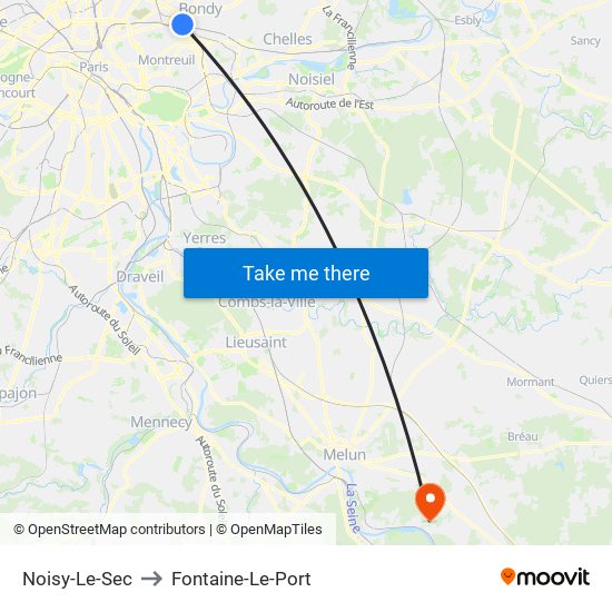 Noisy-Le-Sec to Fontaine-Le-Port map