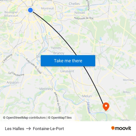 Les Halles to Fontaine-Le-Port map