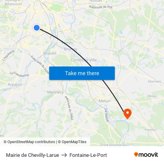 Mairie de Chevilly-Larue to Fontaine-Le-Port map