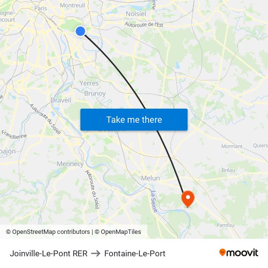 Joinville-Le-Pont RER to Fontaine-Le-Port map