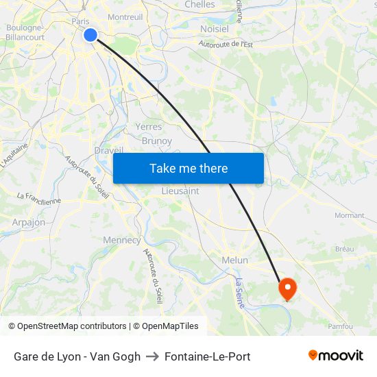 Gare de Lyon - Van Gogh to Fontaine-Le-Port map