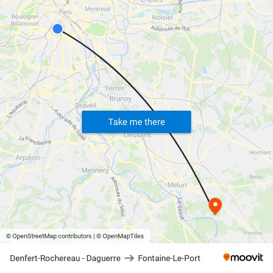 Denfert-Rochereau - Daguerre to Fontaine-Le-Port map