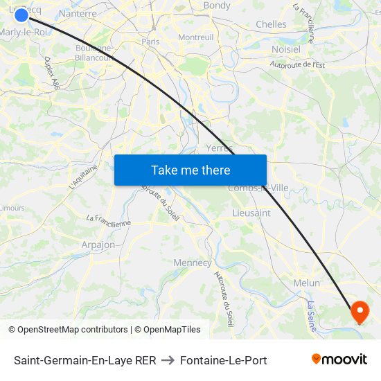 Saint-Germain-En-Laye RER to Fontaine-Le-Port map