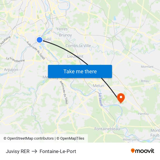 Juvisy RER to Fontaine-Le-Port map