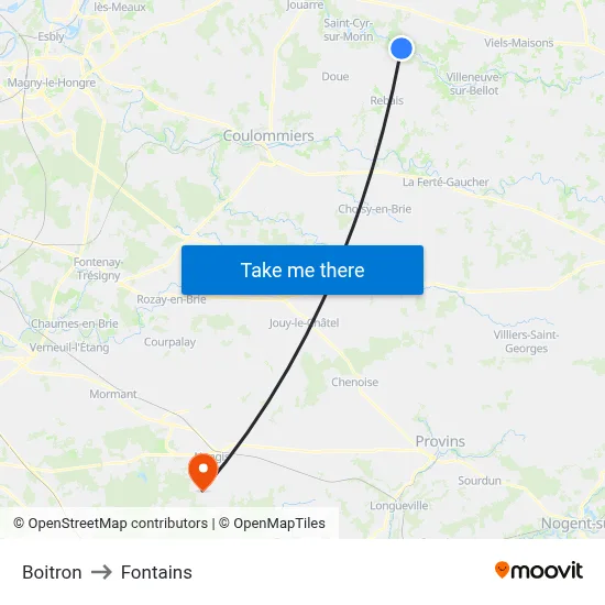 Boitron to Fontains map
