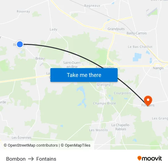 Bombon to Fontains map