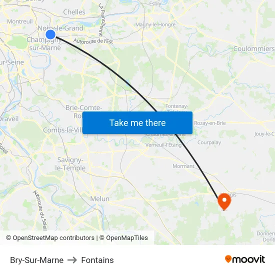 Bry-Sur-Marne to Fontains map