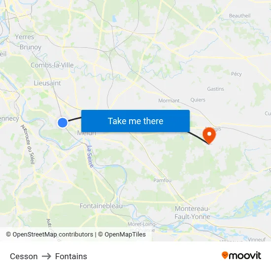 Cesson to Fontains map