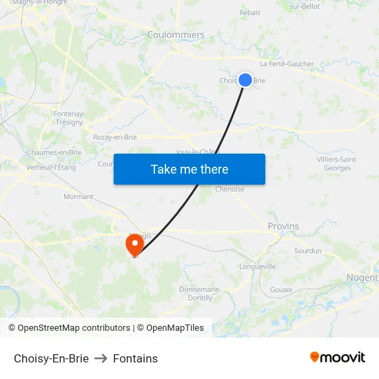 Choisy-En-Brie to Fontains map