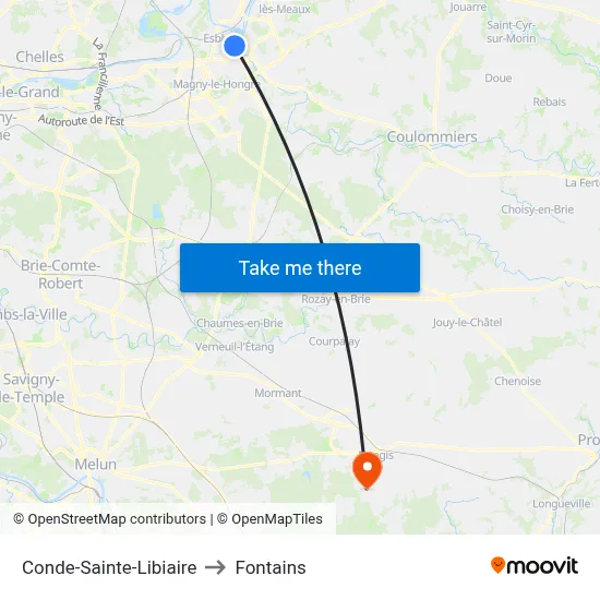 Conde-Sainte-Libiaire to Fontains map