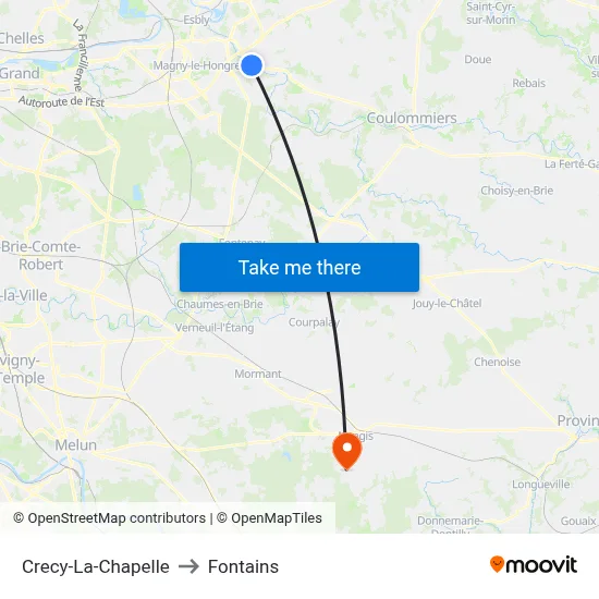 Crecy-La-Chapelle to Fontains map
