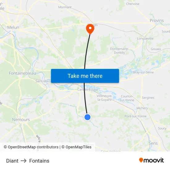 Diant to Fontains map