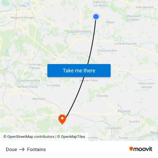 Doue to Fontains map