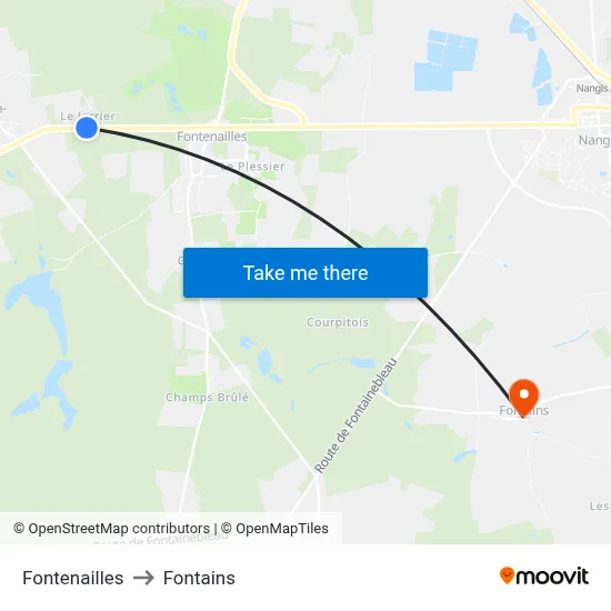 Fontenailles to Fontains map