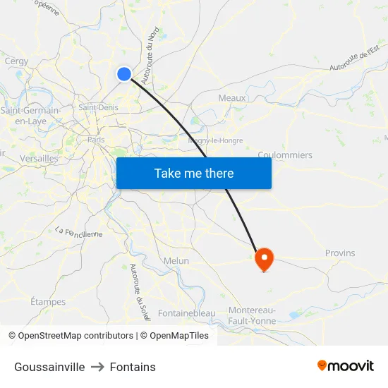 Goussainville to Fontains map